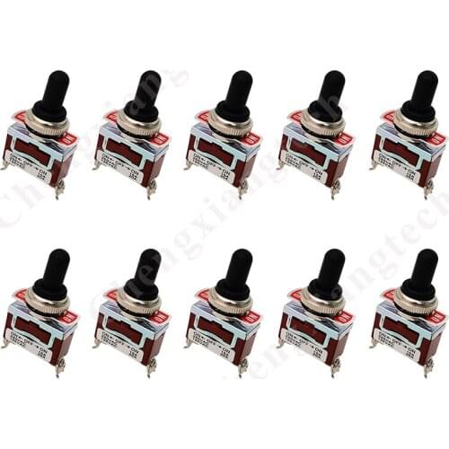 Heavy Duty Rocker Toggle 15A 250V 20A 125V DPDT 3 Pins ON/OFF/ON Switch Metal Bat Waterproof Boot Cap Cover- 10pcs/lot