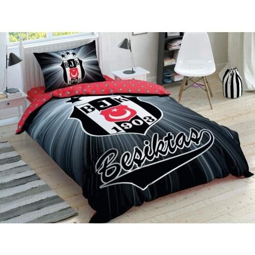Tac Licensed Besiktas Light Glow 100% Cotton Single Duvet Cover Set ( Without Comforter)