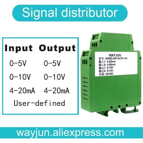 WAYJUN DIN 22 series 0-5V to 4-20ma Two-in-Two analog signal Isolator / transmitter 0-10V(current / voltage)