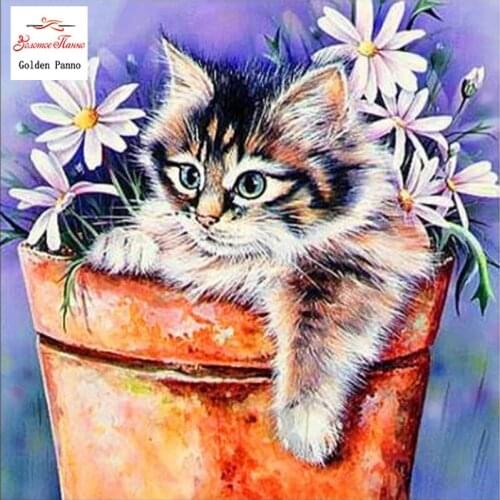 GOLDEN PANNO Diamond Painting Full Square 5D Diy Daimond Embroidery Diamant Mosaic Sale Displasy Broderie Diamant Cats 03