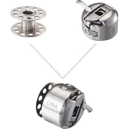 1Set Iron Metal Home Sewing Machine Bobbins Case and Needles Iron Thread Bobbins Spools Fit Home Sewing Acessories Sewing Tools