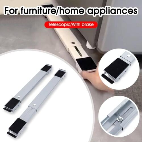1Pair Heavy Duty Telescopic Appliance Roller Washing Machine Refridgerator Freezer Mover Wheel 300kg Load with Brake Furniture