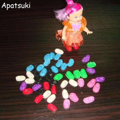 10pairs/lot Doll Accessories Mixed-Color Cute Shoes For Kelly Doll 1/12 Baby Doll 3.5'' Mini Dolls Shoes Kids Toy