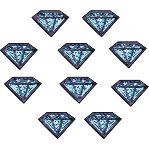 10 PCS Sequin Diamond Clothing Patches Embroidered Sequin Badge Sewing Patch for Clothes Applique Iron on Garment Accessories
