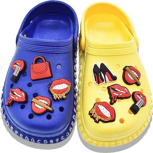 10PCS Shoe Charm Red Lips Icon Different Shape Shoes Accessories Diy Wristband Decoration X-mas Gift