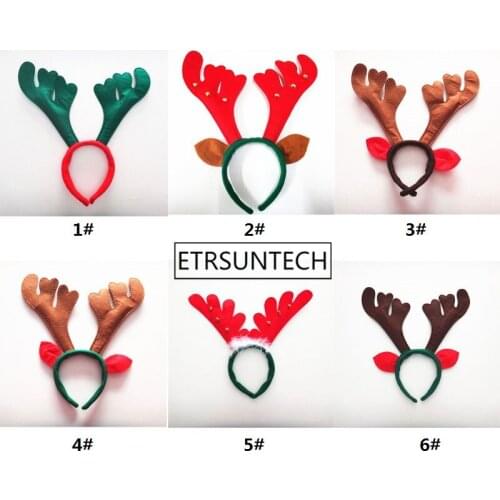 100pcs Christmas Decorations Christmas Antler Hair Bands Red Non Woven Headband Holiday Party Birthday Party Supplies