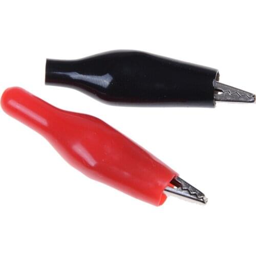 20 Pcs Alligator Clips 5A, Test Clips With Sheath, Battery Clips 28mm, Iron Nickel Plated, Power Clips, Electric Clips