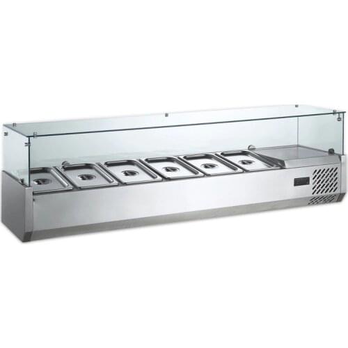 220V Desktop Salad Cabinet Commercial Pizza Spreading Table Refrigerated Salad Cabinet Dessert Freezer Refrigerator