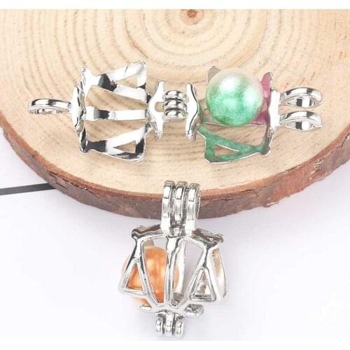 5pcs Libra Pearl Cages Pendant Jewelry DIY Bead Cage Aromatherapy Essential Oil Diffuser Box Oyster Pearl Fashion Gift