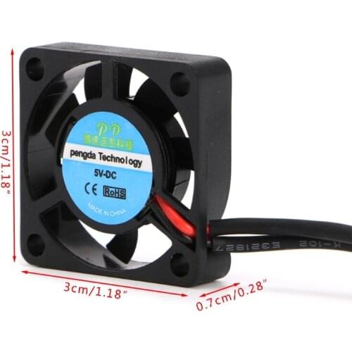 DC 5V/12V 30*30*7mm Small 2Pin Brushless 2-Wire 3007S Axial Cooler Cooling Fan