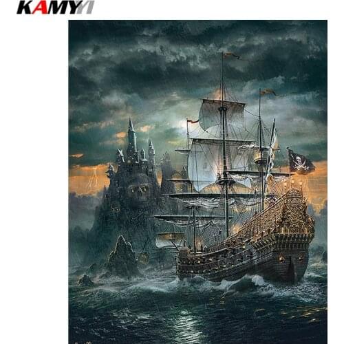 5D DIY Diamond embroidery Black Pearl ship Diamond Painting Cross Stitch Rhinestone Mosaic home decor DD