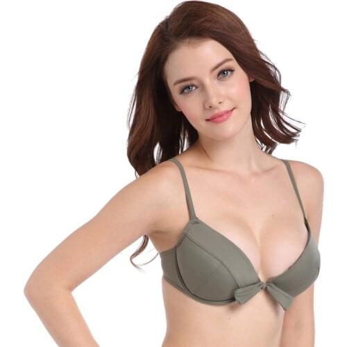 Bikini bra swimsuit poly-breast double-breast pad with steel ring