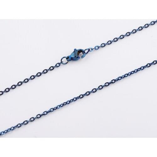 Jaymaxi 50cm Blue Color Stainless Steel Chain 2mm Thickness DIY Neckalce Making 5Pieces/lot