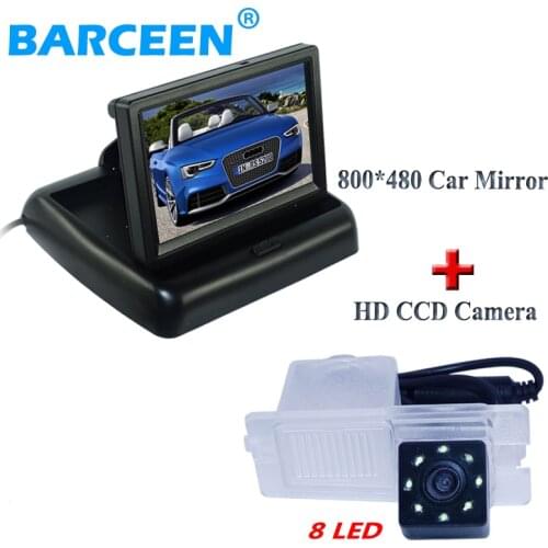 Black color screen car monitor 4.3" display with car reversing camera bring 8 led for SsangYong Actyon Korando Rexton