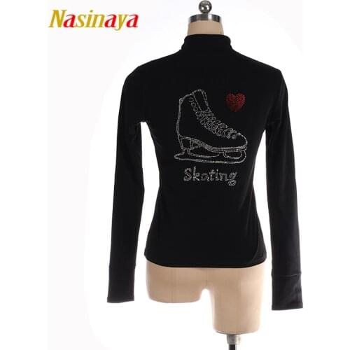 Customized Figure Skating Jacket Zippered Tops for Girl Women Training Competition Patinaje Ice Skating Warm Fleece Gymnastic 02