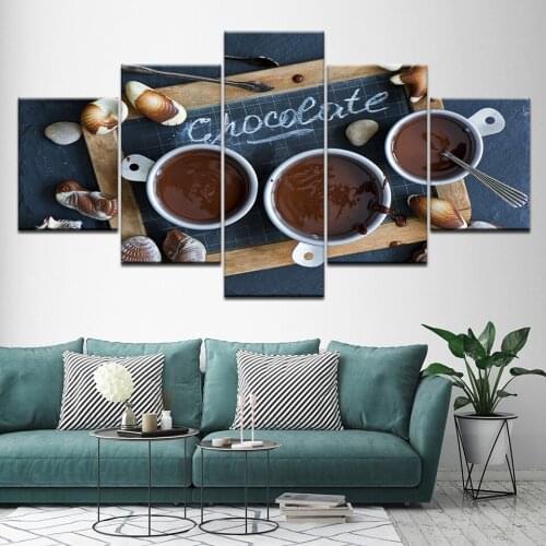 Canvas Painting 3 cup of hot chocolate 5 Pieces Wall Art Painting Modular Wallpapers Poster Print for living room Home Decor