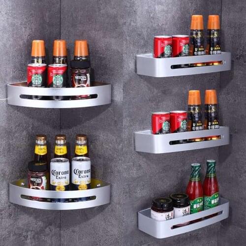 Kitchen Shelf Wall Shelf Storage Organizer Shelf Spice Rack Storage Shelves Rack Kitchen pantry Nail-free Space Aluminium