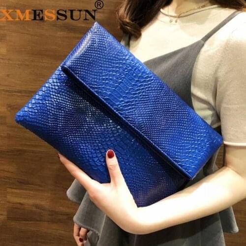 XMESSUN New Folding Envelope Clutch Bag Female European And American Trend Snake Pattern Hand Wild Party Bag Drop Shipping INS