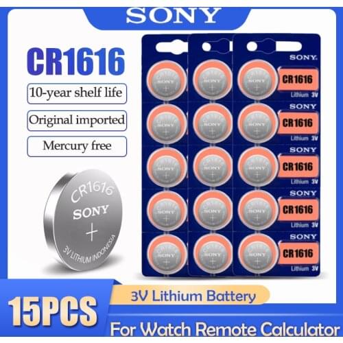 15pcs/lot Sony CR1616 CR 1616 DL1616 ECR1616 LM1616 3V Lithium Battery Button Coin Cell For Watch Remote Control Toy Clock