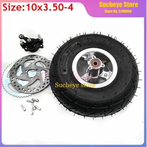 10x3.50-4 Tire Wheel 4 Inch Tube Tyre Rim Brake Disc Sprocket Brake Pump for 49cc Mini Quad Dirt Bike Scooter ATV Buggy 10x350-4