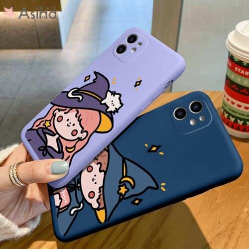 ASINA Cute Anime Case For iPhone 11 12 Pro Max Soft Liquid Silicone Cover For iPhone Xs Max Cases Couple 6 7 8 Plus Funda Girl