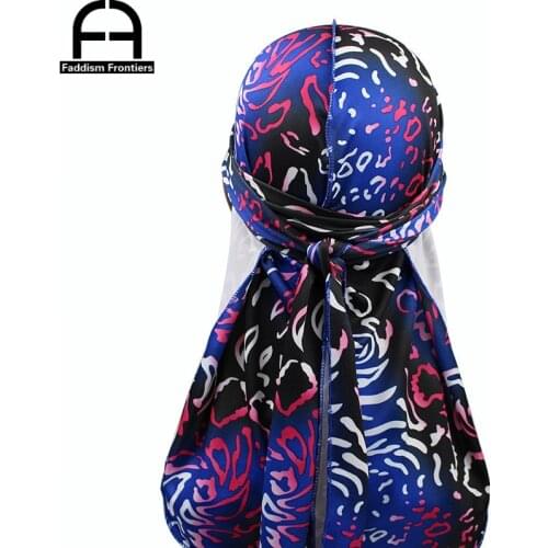 Fashion Mens Silky Print Durags Turban Hat Headwear Bandanas Men Spandex Durag Hair Accessories Unisex Waves Caps Do Durags