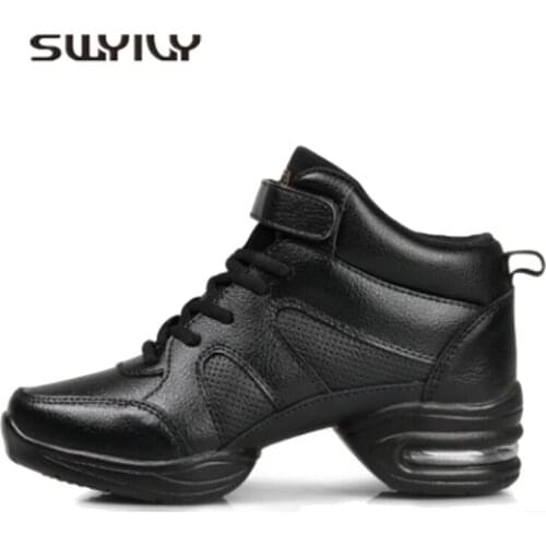 SWYIVY Fashion Women Jazz Shoe Genuine Leather 2019 Spring New Female Platform Sport Shoes Comfortable Breathable Dance Shoes 43