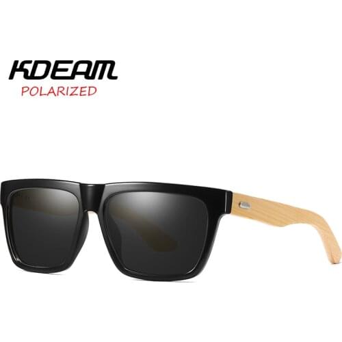 Flat top Bamboo Sunglasses Men Square Polarized eyewear UV400 Protection 8 Colors Women Goggle night vision Glasses KDEAM KD8802