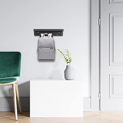 Wall Mounted Metal Key Holder with Shelf 6 Hooks Storage Rack Tray Clothes Hanger Organizer for Home Office Kitchen