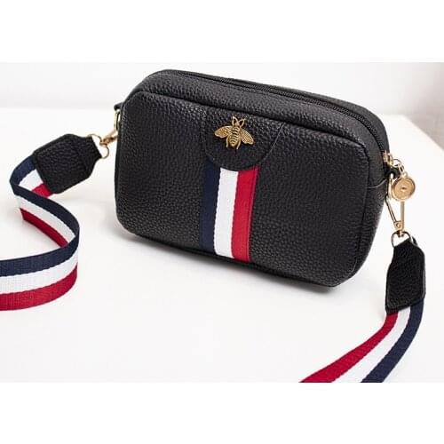 Wholesale Bee Womens Shoulder/Crossbody Bag Stripe Zipper Fashion Belt Wholesale 2021 New Style Mini Purse