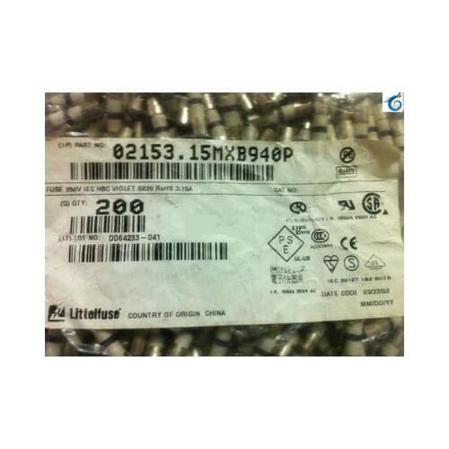 Original New 100% glass fuse 02153.15MXB940P 5X20 3.15A