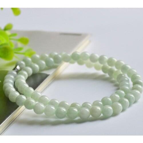 High quality natural Burmese Yu stone 7-8MM round beads necklace Women fashion yushi round beads short necklace necklace