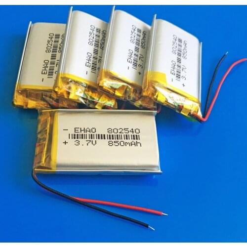 5 x 802540 3.7V 850mAh Polymer lithium Lipo Li battery Rechargeable customized wholesale CE FCC ROHS MSDS quality certification
