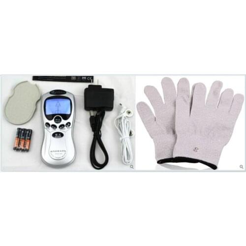 Electrical Shock Silver Fiber Therapy Electrode Gloves Electro Adult Games EMS Products Machine For Men and Women+Electrode pads