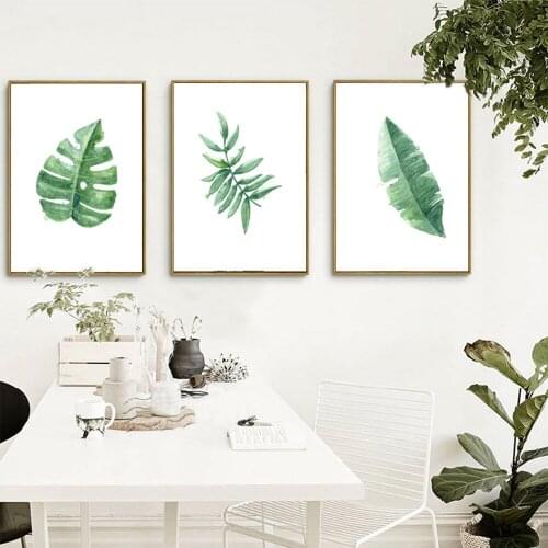Scandinavia Simple Oil Painting Watercolor Leaf Art Poster Frame-free Decorative Canvas Painting Cuadros Decoracion Salon