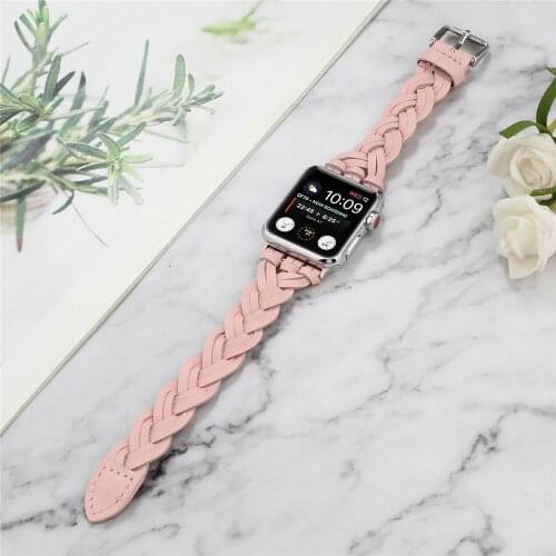 Genuine Leather Woven Strap for Apple Watch 5 4 band 44mm 40mm 42mm 38mm iwatch 3 2 1 Women Handmade Wrist Bracelet Watchband