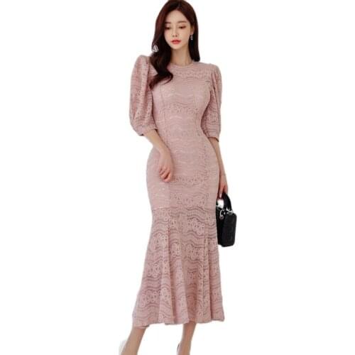 Pink Sexy Party Maxi dress one piece korean ladies Summer Short SLeeve crew neck Office nightclub tight Dress for women clothing