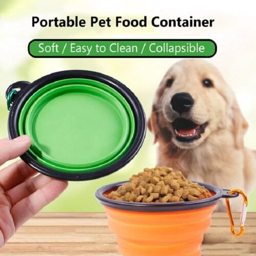 Folding Pet Bowl Portable Puppy Food Container Silicone Dog Feeder With Carabiner Outdoor Water Container Feeder Pet Accessories