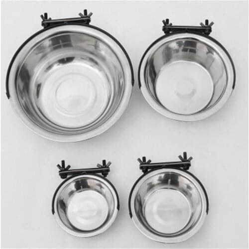 Dog Bowl Can Hang Stationary Dog Cage Bowls Stainless Steel Dog Cat Hanging Bowls Durable Puppy Kitten Feeder Water Food Bowls