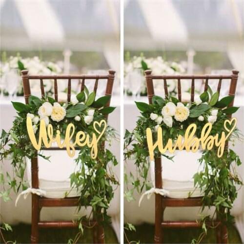 Wedding chair hanger signs wooden wifey and hubby signs for wedding chair decorations