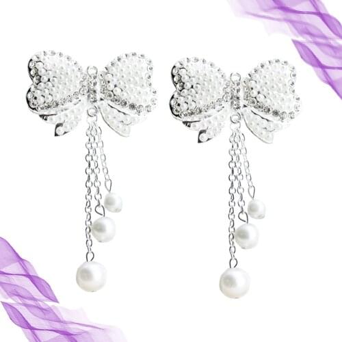 2pcs Phone Case Ornaments Phone Cover Bowknot Rhinestone Pearl Stickers DIY Phone Shell Supplies for Female