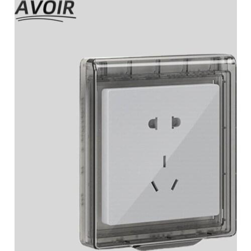 Avoir Wall Socket Waterproof Splash Box Ultra-thin 86 Type Single Switch Electrical Outlets Cover Bathroom Socket Protection Box