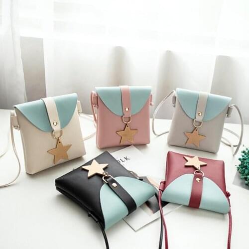 Womens Mobile Phone Bag Crossbody Cute Fashion Pu Leather Bags Mini Handbags Pentagram Female Messenger Shoulder Bags