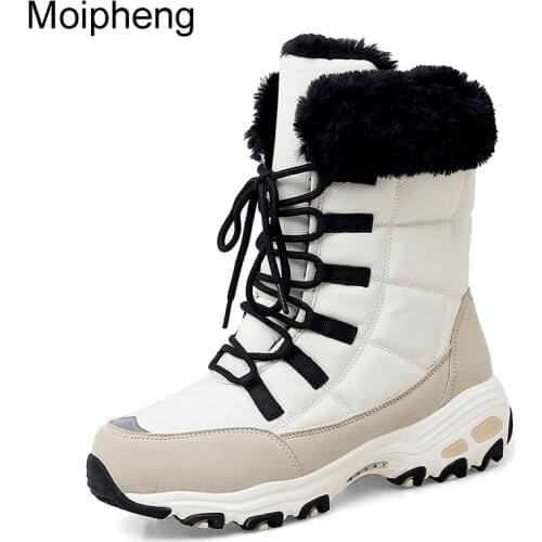 Moipheng Ankle Boots for Women Winter Shoes Keep Warm Waterproof Snow Boots Ladies Lace-up Plus Size 42 Boots Chaussures Femme