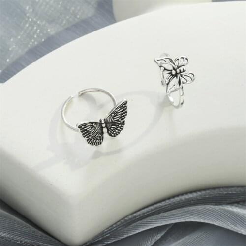 Retro Butterfly Ring for Women Simple Personality Fashion Hollow Cute Ring Girlfriends ins Small Jewelry Girl Korean Style