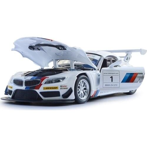 1:32 Scale Diecast Alloy Metal Collection Car Model For TheBMW Z4 GT3 Powerful Pull Back Toys With Sound&Light