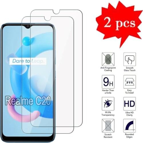2-1Pcs 9H Glass For Realme C20 Cover Phone Screen Protector 2.5D Protective Film On Realme C 20 Explosion-proof Tempered Glass