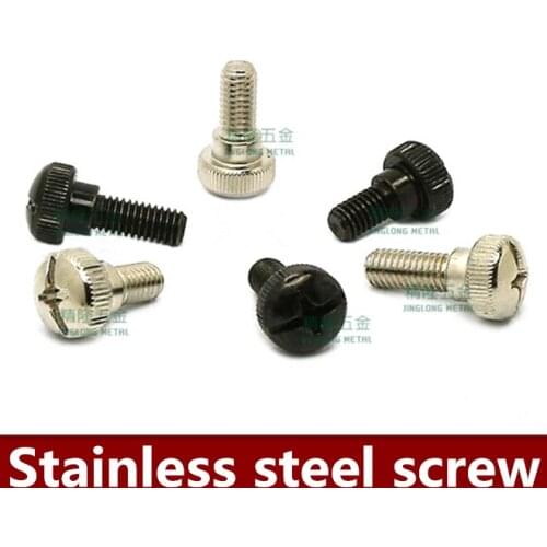 200PCS/LOT M6*14 Hand screw screws free tool manual steps adjusting screw fastening carbon steel C1018 Nickel /Black