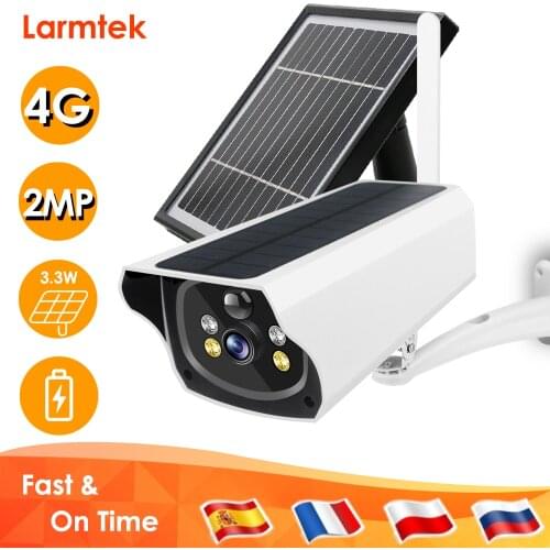 4G SIM Card Solar IP Camera Outdoor 1080P Home Security CCTV Camera Battery Power External 3.3W Solar Panel Color Night Vision