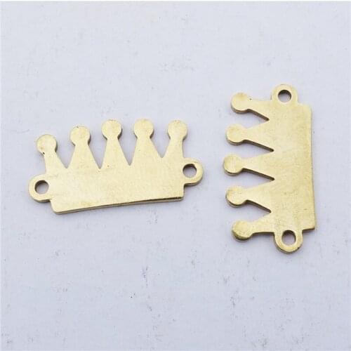 Gold Crown Tiara Connector Stainless Steel Component For Diy Bracelet Jewelry Making Findings 5 Pcs a Lot